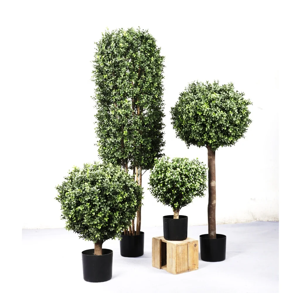 

Artificial Plants Faux Topiary Fake Pine Trees Greenery Boxwood Plastic Bonsai Plantas Artificiales Outdoor Indoor Decor