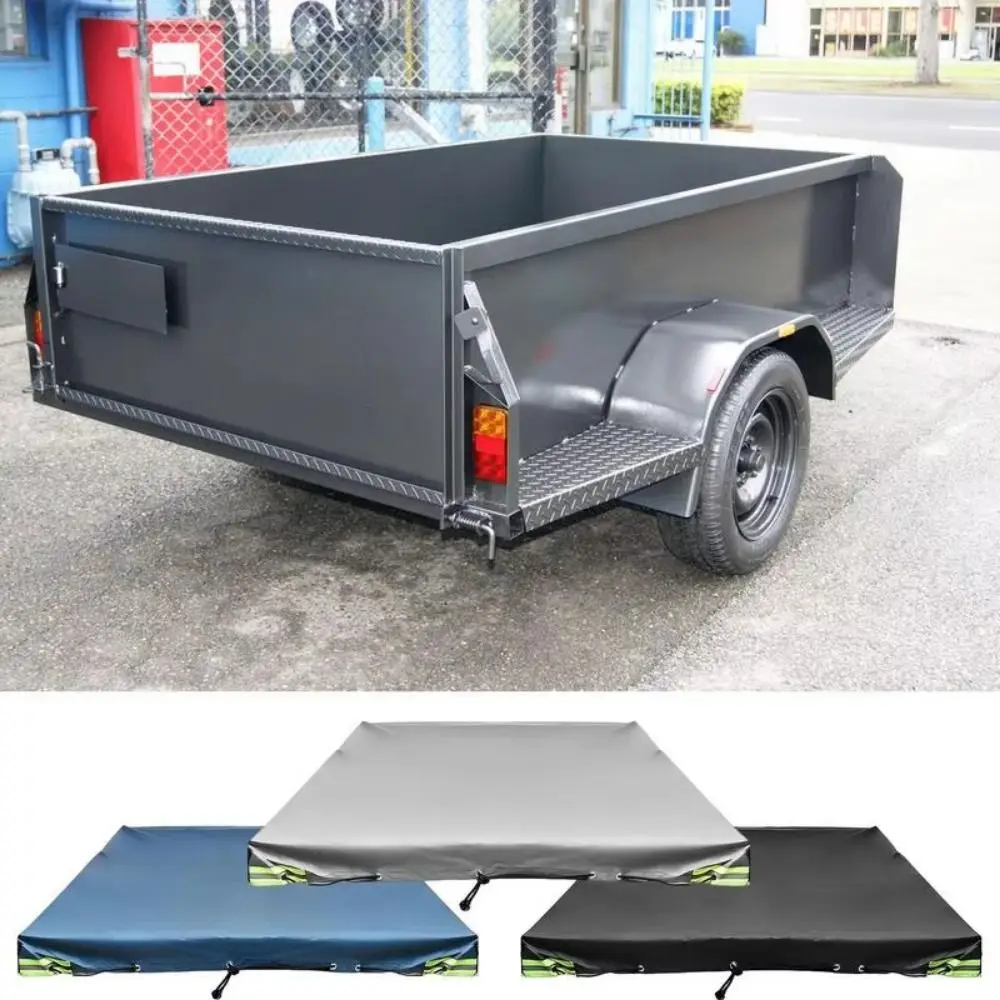 420D Oxford Car Tarpaulin Trailer Cover Dustproof Universal Truck Canopy Anti-UV with Reflective Strip Trailer Tarp view 3