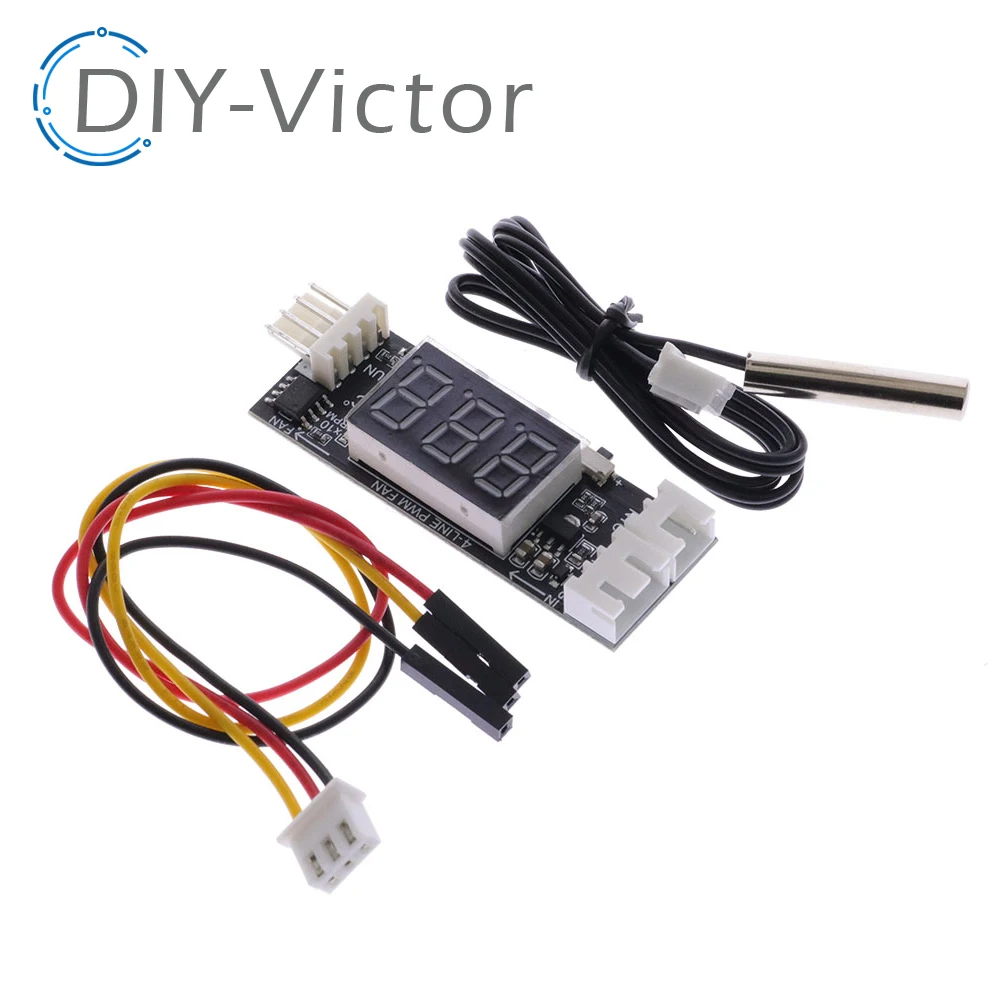 DC 12V 4 Wire PWM Fan Temperature Control Governor Temperature Speed Digital Display Support 3A Fan On/Off Control