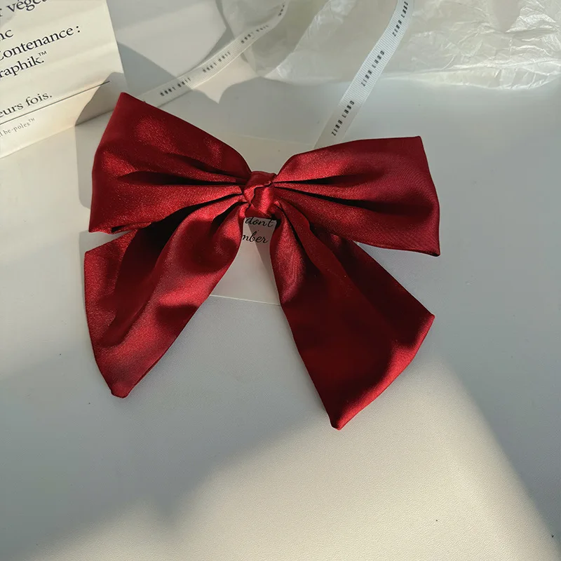 Frauen Bogen Band Haar Clip Mode Einfache Feste Satin Frühling Clip Haar Pin Elegante Retro Stirnband Clips Mädchen Haar Zubehör – Detail 8