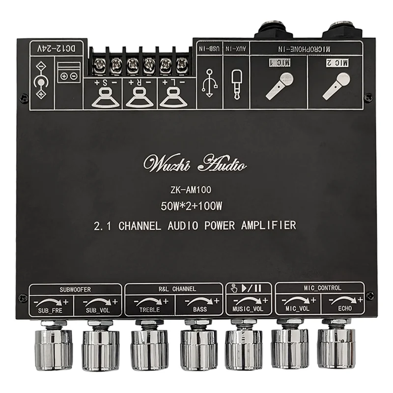 【FAST-SALE】ZK-AM100 Bluetooth Amplifier Board 50Wx2 +100W TPA3116D2 Power Amplifier 2.1 Channel Microphone Audio Module