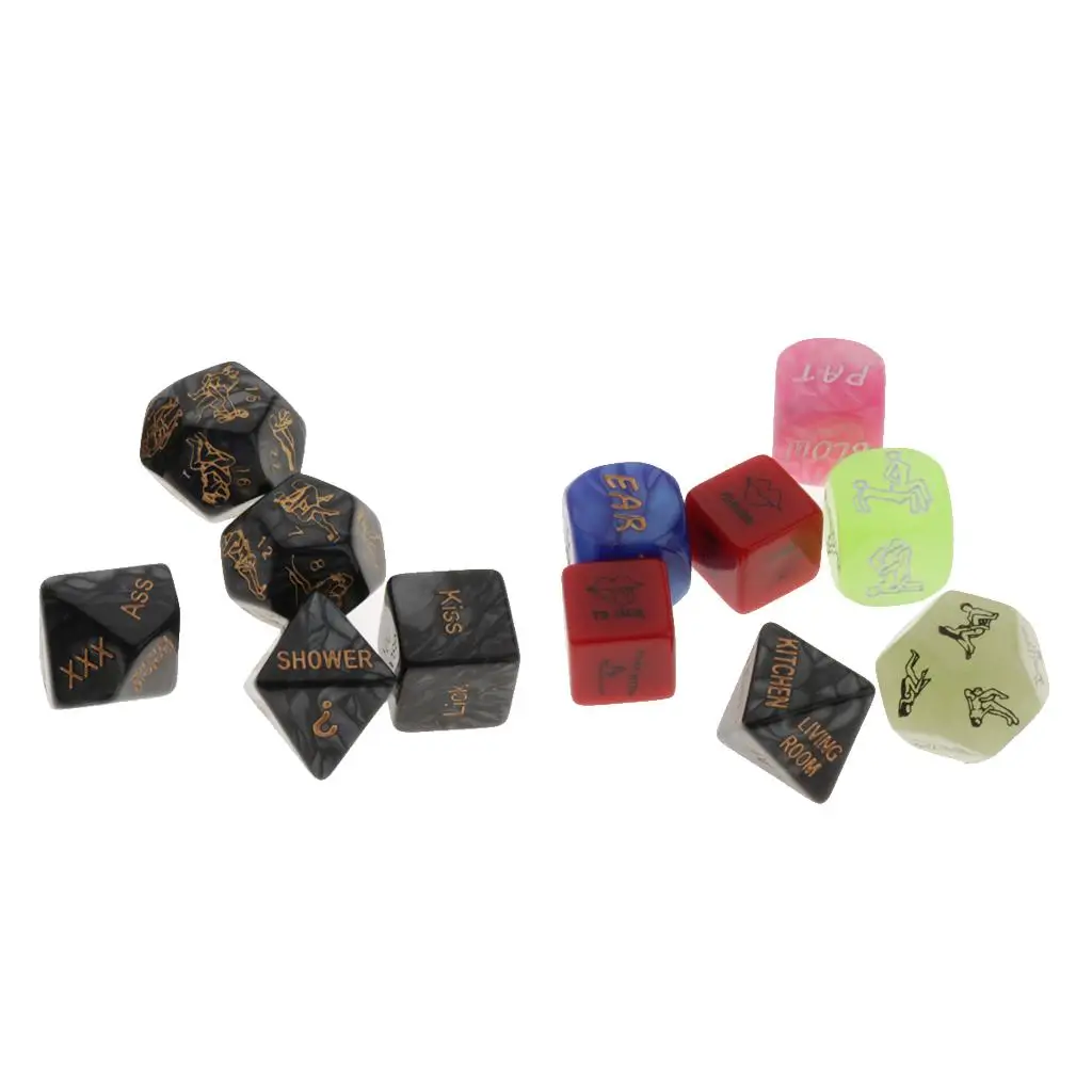 Set Of 12 Funny Multi Colorful Romantic Position Dices Couple Toys