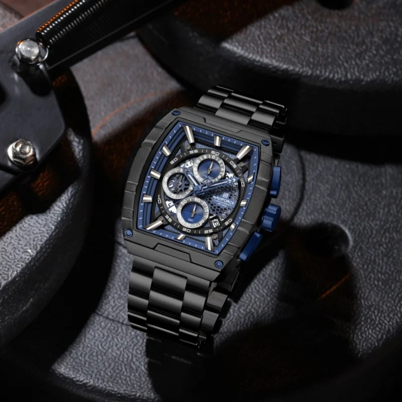 NAVIFORCE 8066 reloj de pulsera de cuarzo de lujo para hombre cronógrafo multifunción calendario luminoso impermeable reloj de moda reloj para hombre