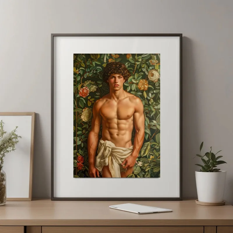 Vintage Muscular Male on The Beach Greek God Portrait Posters and Prints Canvas Printing Wall Art Picture for Living Room Decor