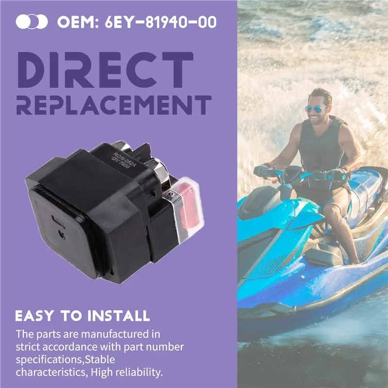 

Электромагнитное реле стартера A20K 6EY-81940-00 для подвесного двигателя Waverunner 4T 1050 EX VX Cruiser