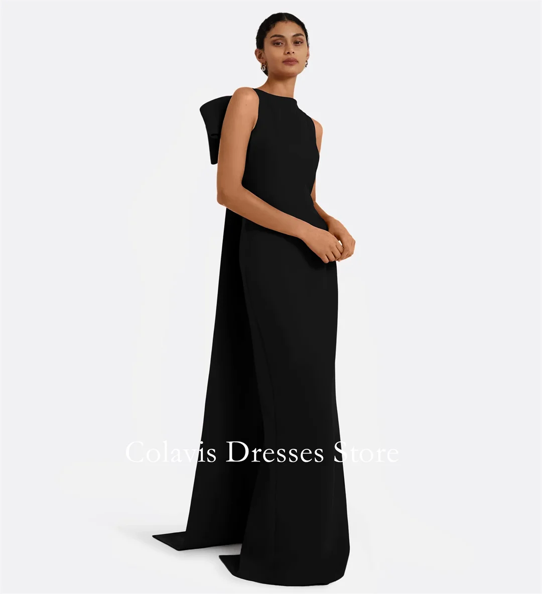 2025 Maßgeschneiderte U-Boot-Ausschnitt, bodenlang, schwarze Meerjungfrau, gerüschte Ballkleider, Abendkleid, Damen-Abendkleider, formelles Partykleid