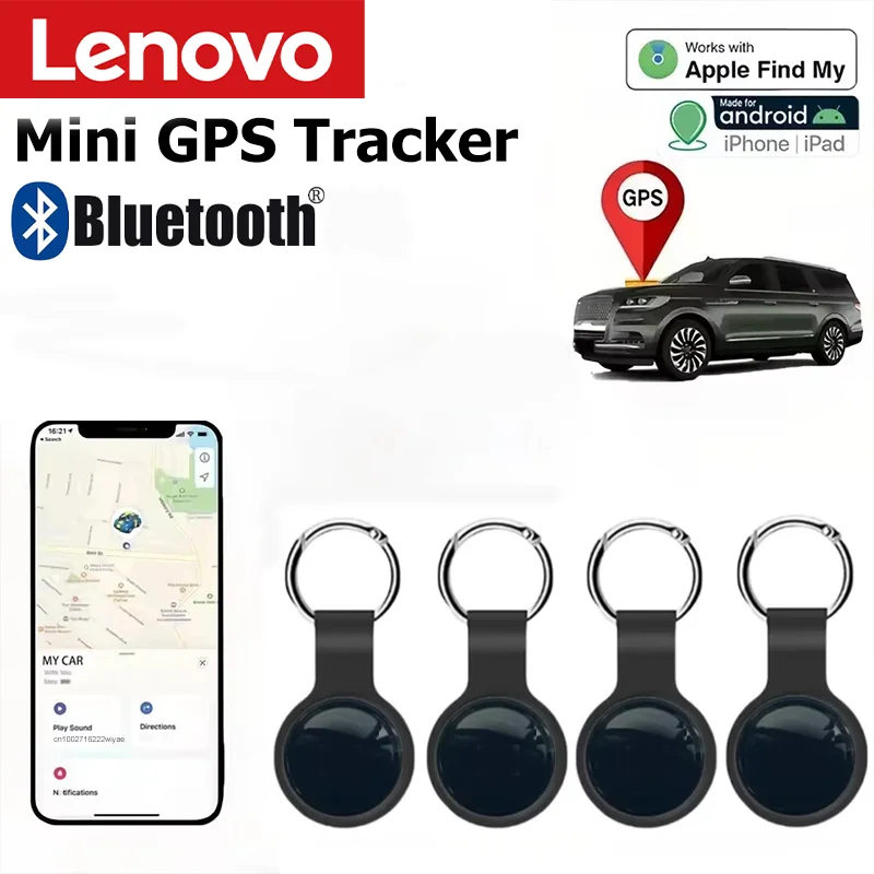 

Lenovo Mini GPS Tracker Smart Anti-Lost Reminder For Car Pets Kids Bag Air Tag Bluetooth Finder Tracking Device Locator