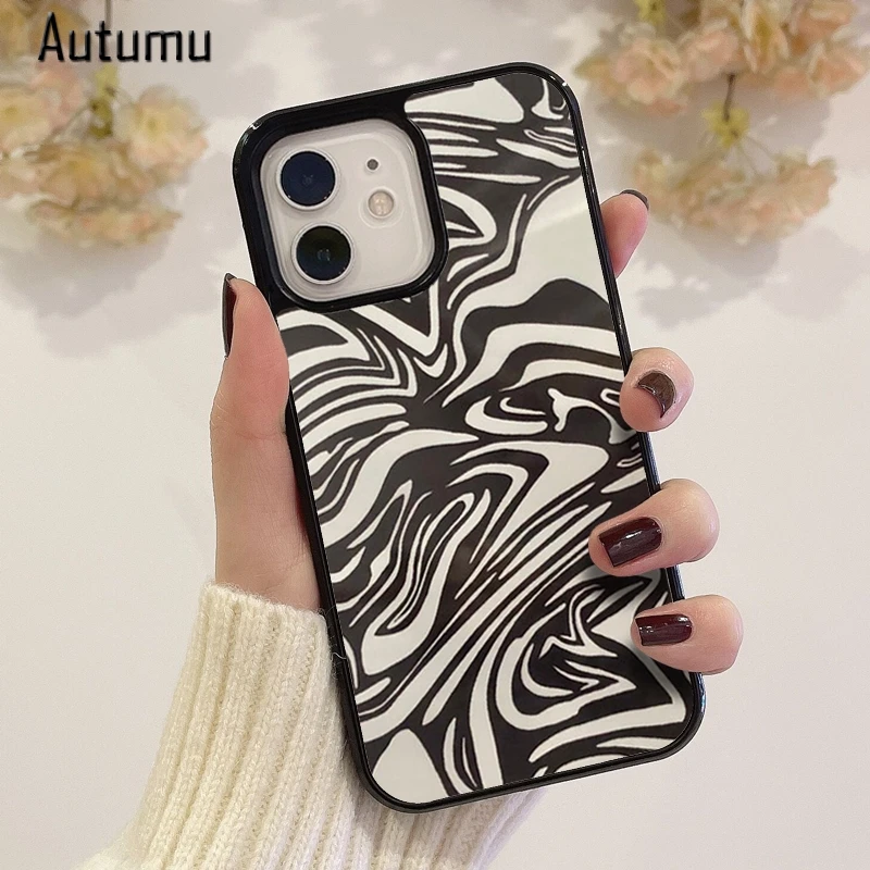 Phone Case for iPhone SE2020 15 16 12 13 14 mini 11 Pro Max 6S 7 8 Plus Coque Shell Funda Zebra swirl Cover