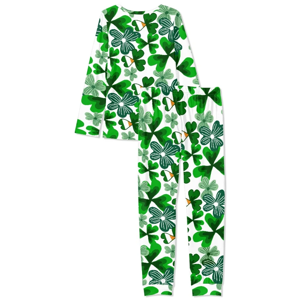 Noisydesigns New Trendy Lady Green Pajamas Sets Female Long Tshirt And Panty  2 Set Outfit For Women Spring Leave Designs 2024