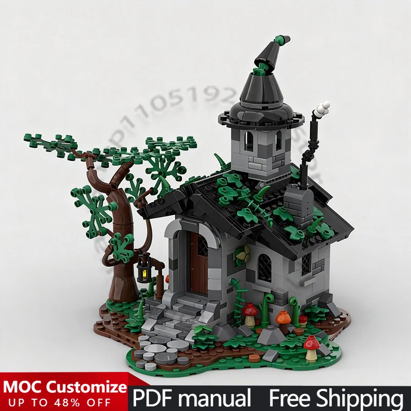 731 Piezas, Casa de la Bruja de Ingeniería Urbana, MOC, Bloques de Construcción Modulares Personalizables, Diseño Creativo Educativo, Juguete de Ensamblaje DIY, Regalo