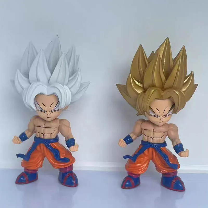 

16cm Dragon Ball Doll White Hair Son Goku Action Figure Model Ultra Instinct Gohan Super Saiyan Figure Toy PVC Decor Statue