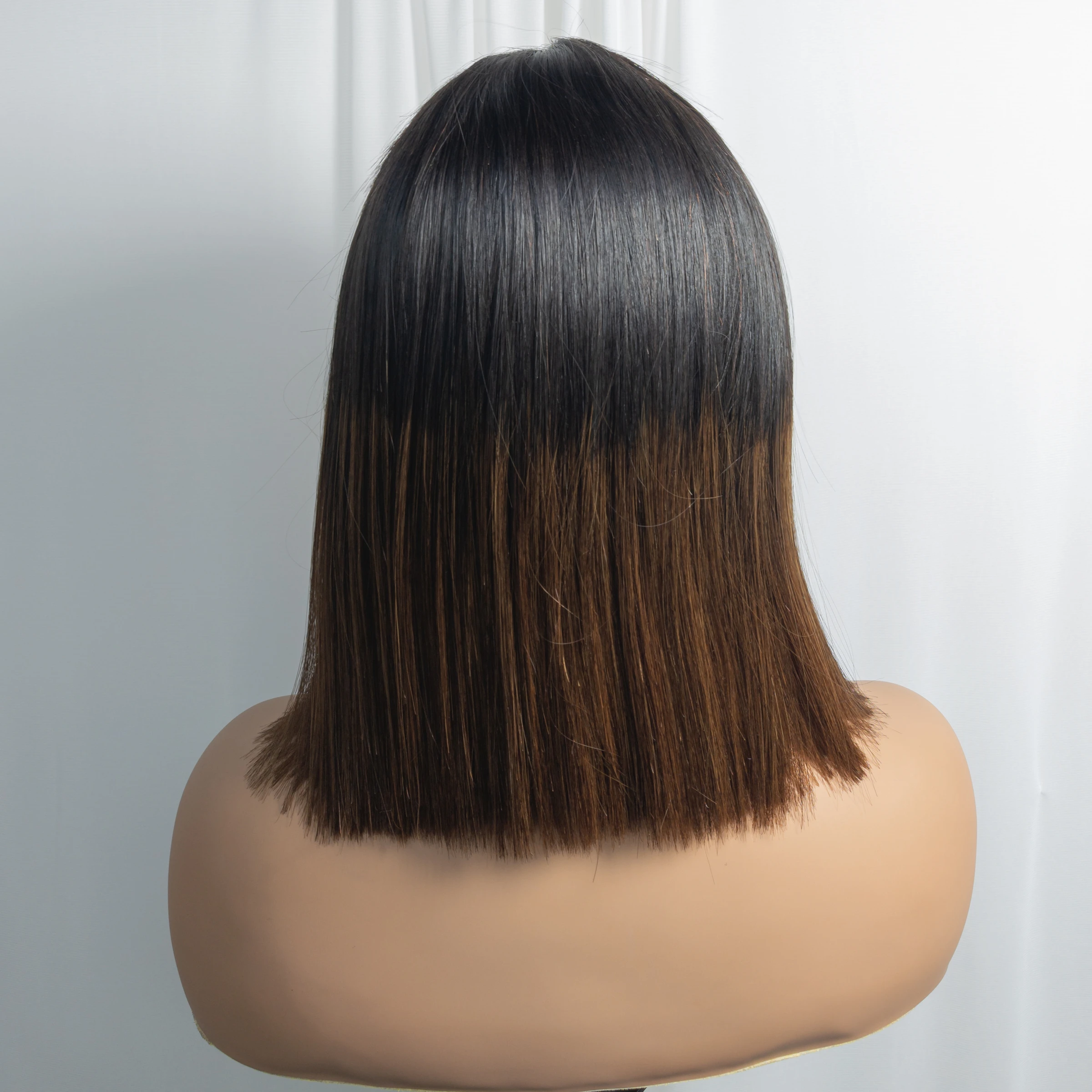 300% Density Vietnamese Raw Human Hair Bob Wigs 2x6 HD Lace Closure Bone Straight Bob Wigs Chocolate Brown 1BT4 Short Bob Wigs