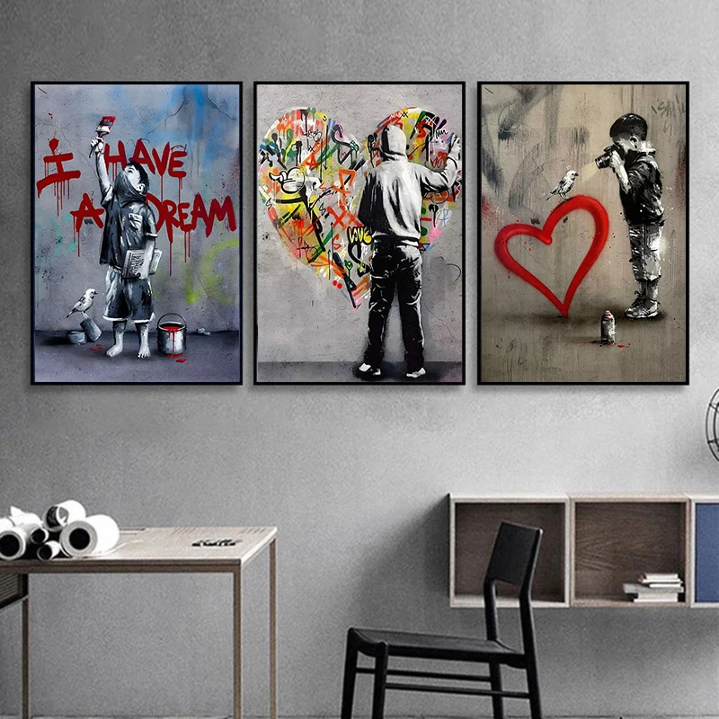 Balloon Girl Banksy Art Canvas Painting Mural Follow Your Dreams Pop Graffiti Poster Living Room Bedroom Bar Home Decoration