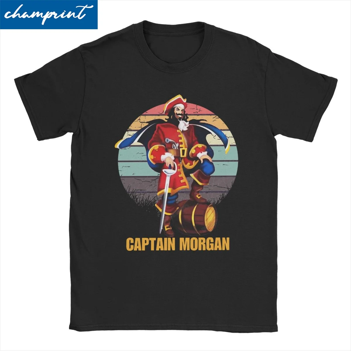 Retro Captain Morgan Men Women's T Shirt Funny Tee Shirt Short Sleeve Crew Neck T-Shirt 100% Cotton Adult Tops