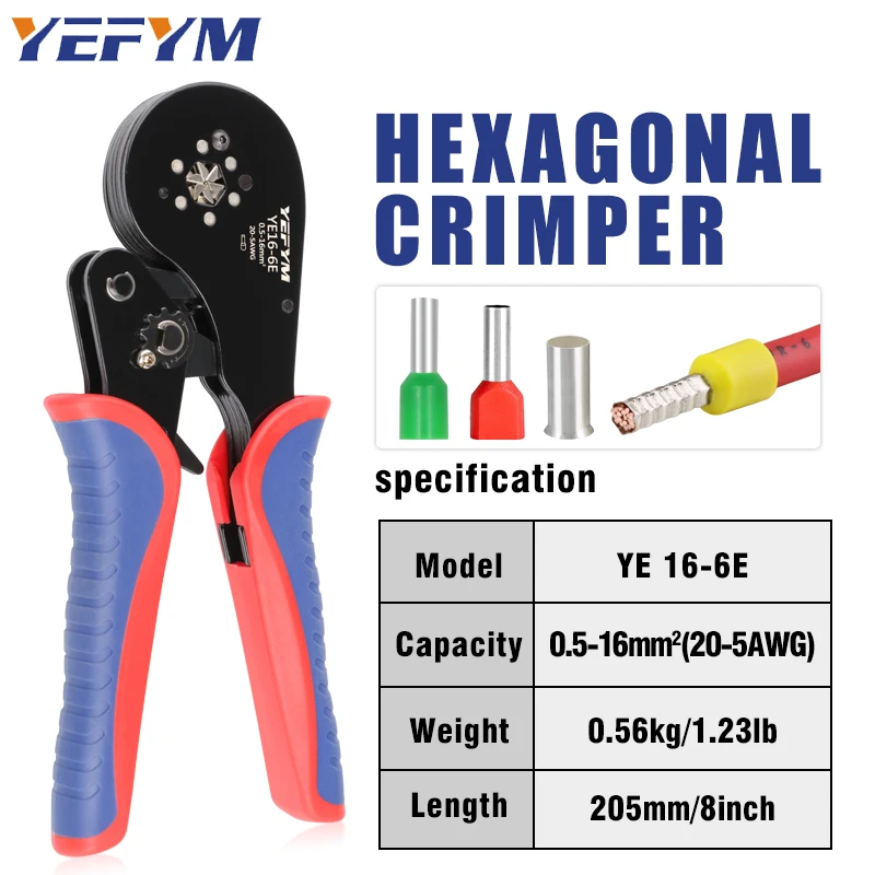 Crimping Pliers Ferrule Sleeves Tubular Terminal Tools HSC8 6-4A/6-6A/16-6E Wire Crimper Tools Household YEFYM