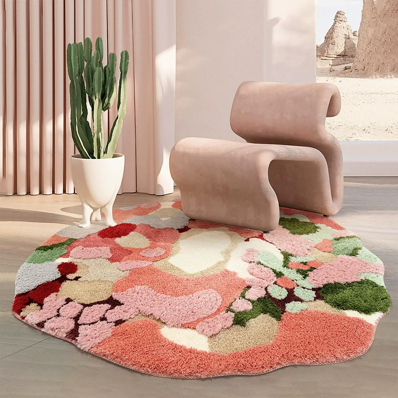 

Розовый пасторальный мох, круглый ковер для спальни, дома, дивана, журнального столика, напольный коврик, мягкий коврик для детской комнаты, спальни, компьютерный стул, коврики