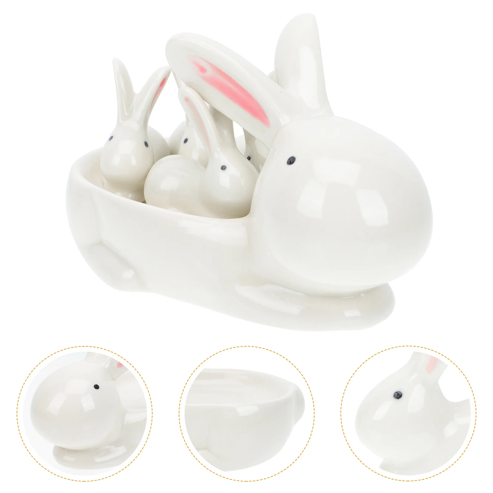 

1Set Ceramic Chopsticks Stands Rabbit Shape Decorations Lovely Holder for Chopsticks and Seasoning Desktop Rabbit Decor Creative