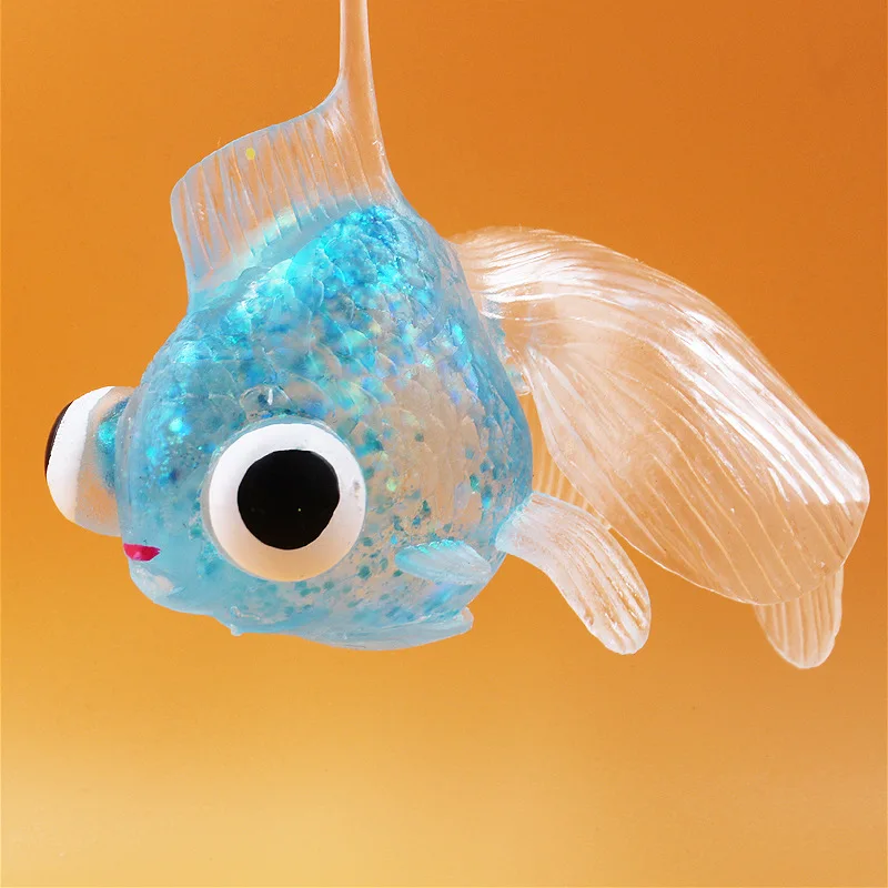 Squishy Kawaii Big Eyes Cartoon Goldfish Slow Rebound Gold Powder Maltose Ball Squeeze Fidget Toy Big Tail Goldfish Kids Gifts