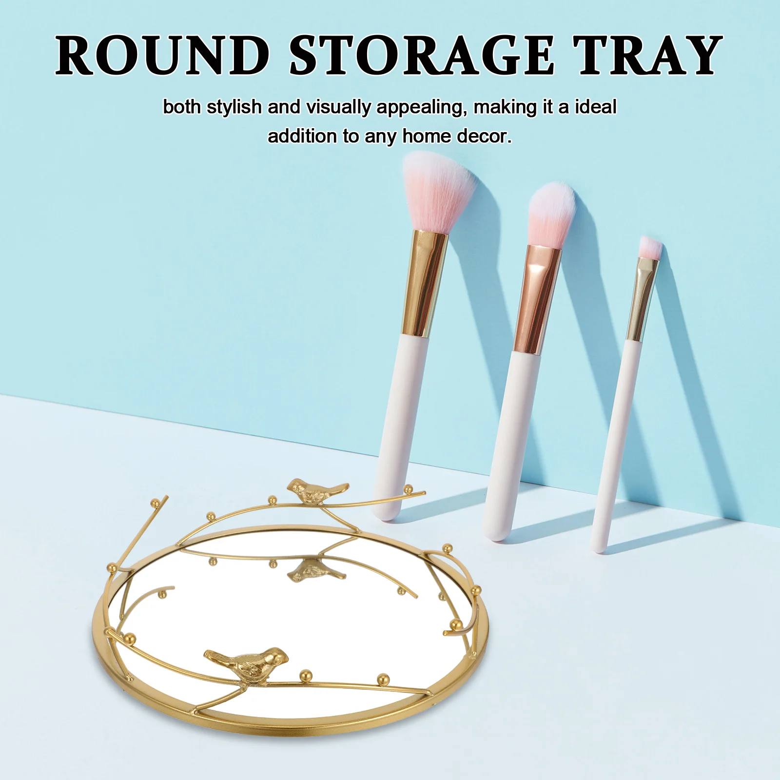 

Nordic Luxury Golden Mirror Glass Vanity Tray Round Jewelry Organizer Perfume Bathroom Decorative Home Accessory