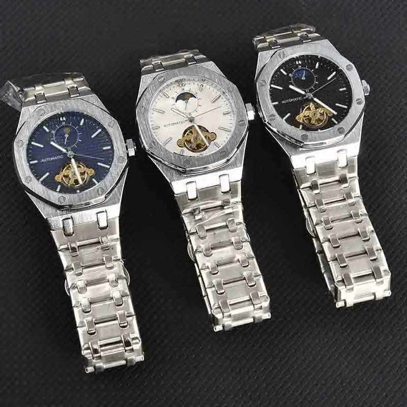 

Часы с двойным кругом для мужчин и женщин, наручные часы из нержавеющей стали, автоматические механические водостойкие часы в классическом стиле AAA