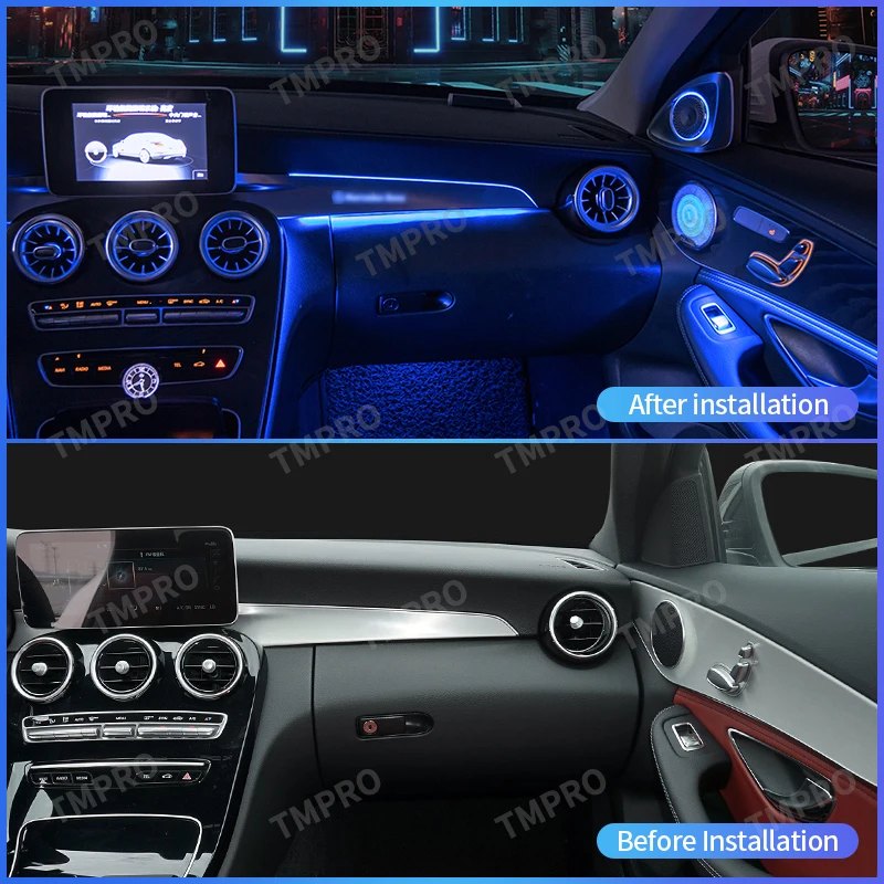 For 2015-2021 Mercedes-Benz C/GLC Class Coupe W205 C43 C63 X253 Ambient Lights Vents Speaker 3/12/64 Colors LED