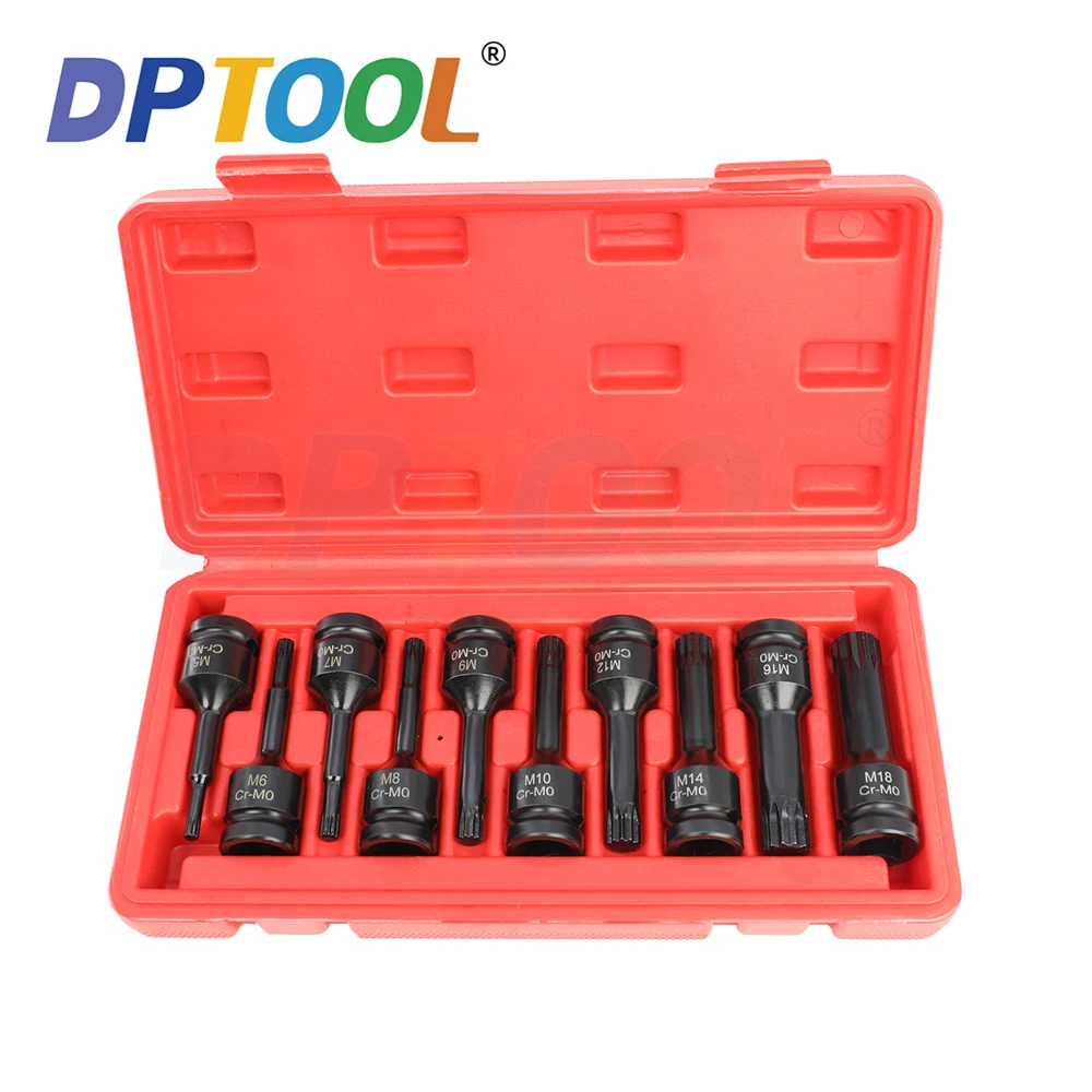 

10pcs 3/8 Inch Torx Impact Socket Set M5 M6 M7 M8 M10 M12 M14 M16 M17 M18 Torx Star Drive Torx Bit with Case