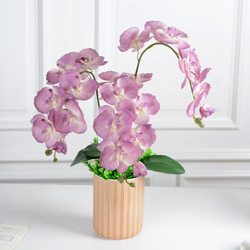Orchidée papillon artificielle 3D au toucher réel à 8 têtes, fausse fleur de Phalaenopsis, fournitures de décoration pour mariage, maison et noël