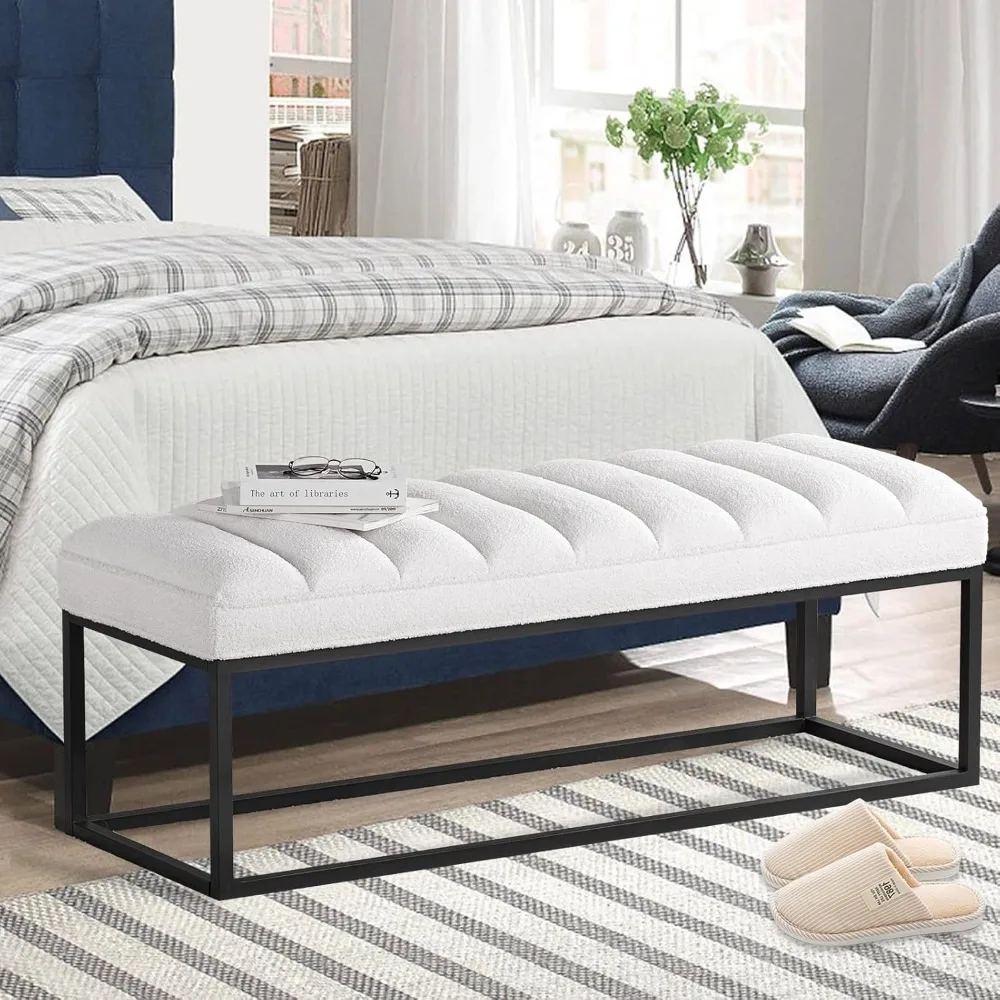 Ottoman Bench Shoe Bench Storage Shoes Rack, Upholstered Faux Leather Bedroom Bench,Button Tufted Entryway Bench Ottomans for Li