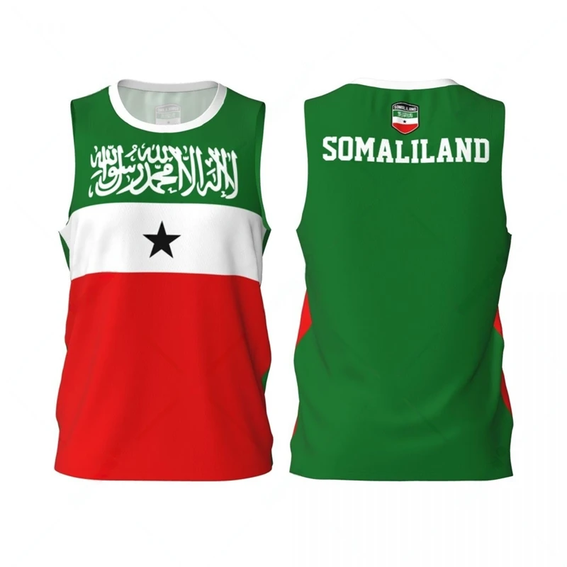 Somaliland Flag Basketball Tank Tops Summer Fashion National Emblem 3D Printed Sleeveless T Shirts Loose Quick Dry Sports Vest