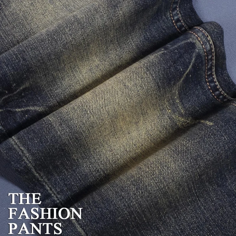 New Designer Fashionable Men's Jeans High Quality Vintage Wash Blue Elastic Slim Fit Split Jeans Men's Vintage Denim Pants Hombr