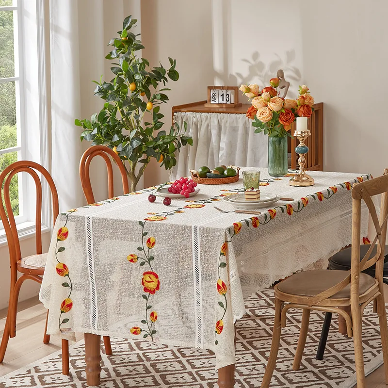 الأمريكية عيد الميلاد مفرش المائدة جرس التطريز المضادة للانزلاق الدانتيل مستطيلة الديكور طاولة القهوة لغرفة المعيشة طاولة طعام حصيرة #4