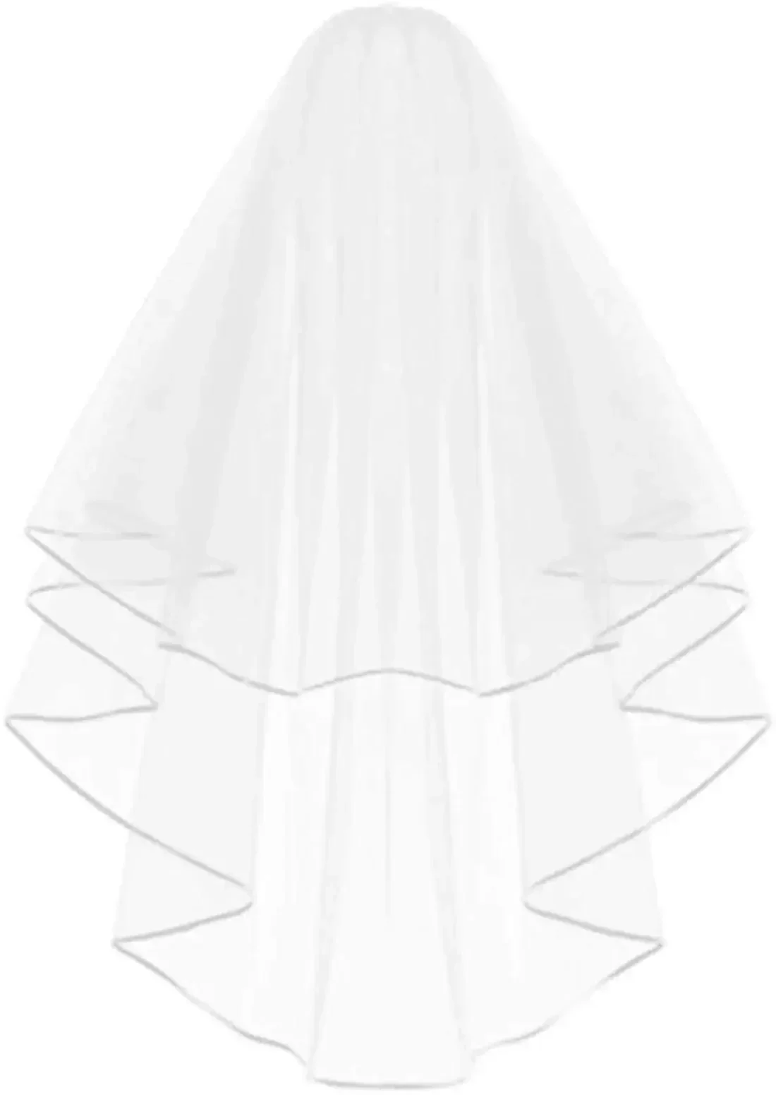 

Белая двойная лента с краем в центре каскада, свадебная фата, расческа