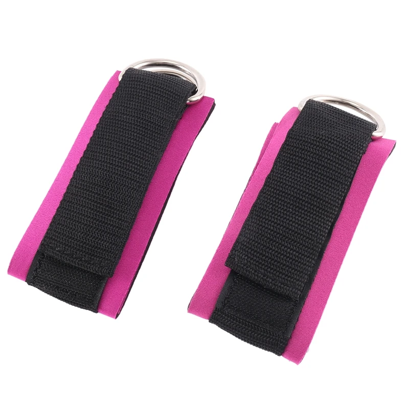 A92U-2Pcs equipo de Fitness gimnasio correa de tobillo acolchada doble anillo en D ajustable peso del tobillo soporte de entrenamiento de piernas