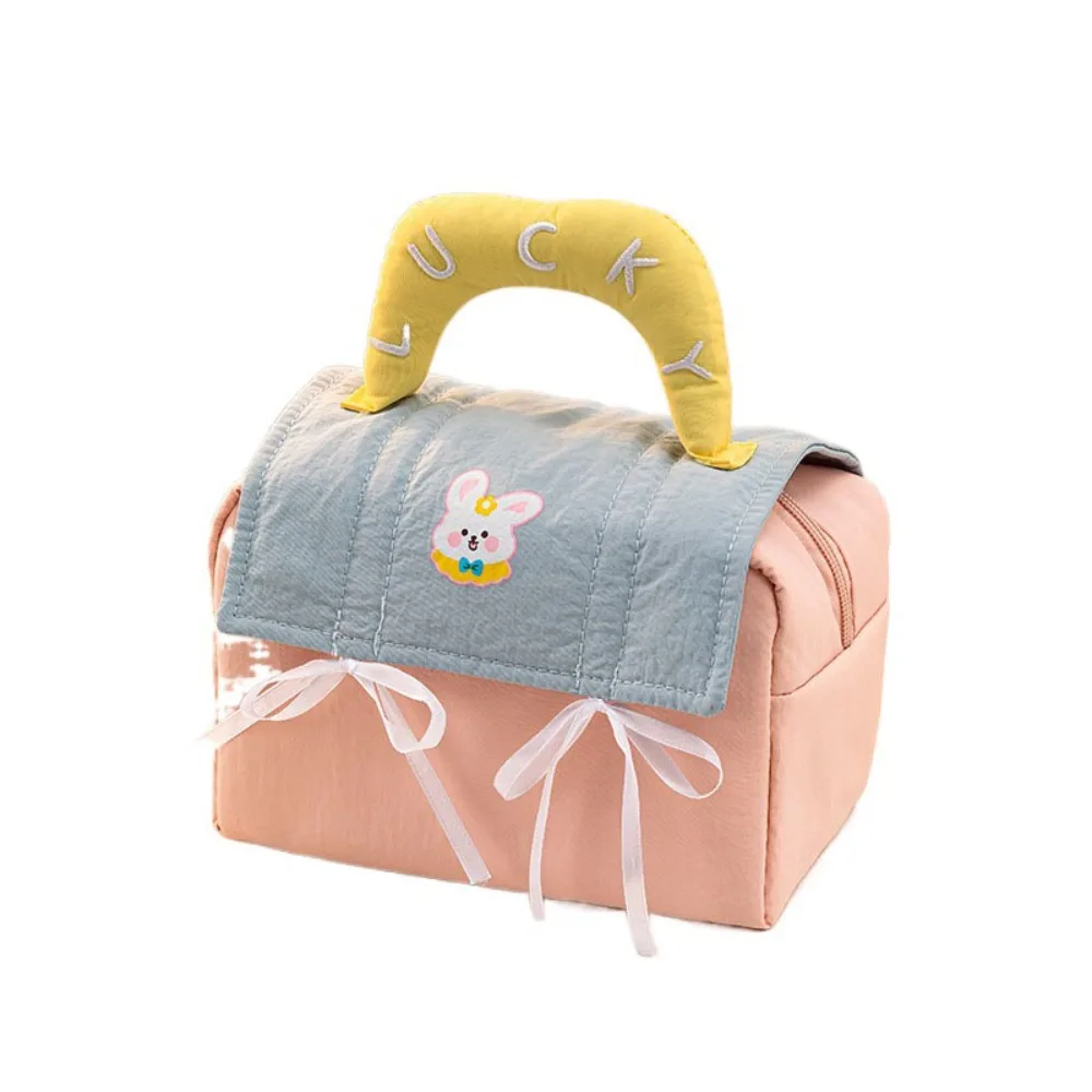 

Милая тканевая косметичка в форме домика, квадратная, в дофаминовых цветах, ручная, органайзер для косметики, дорожная сумка для туалетных принадлежностей в форме домика, женская