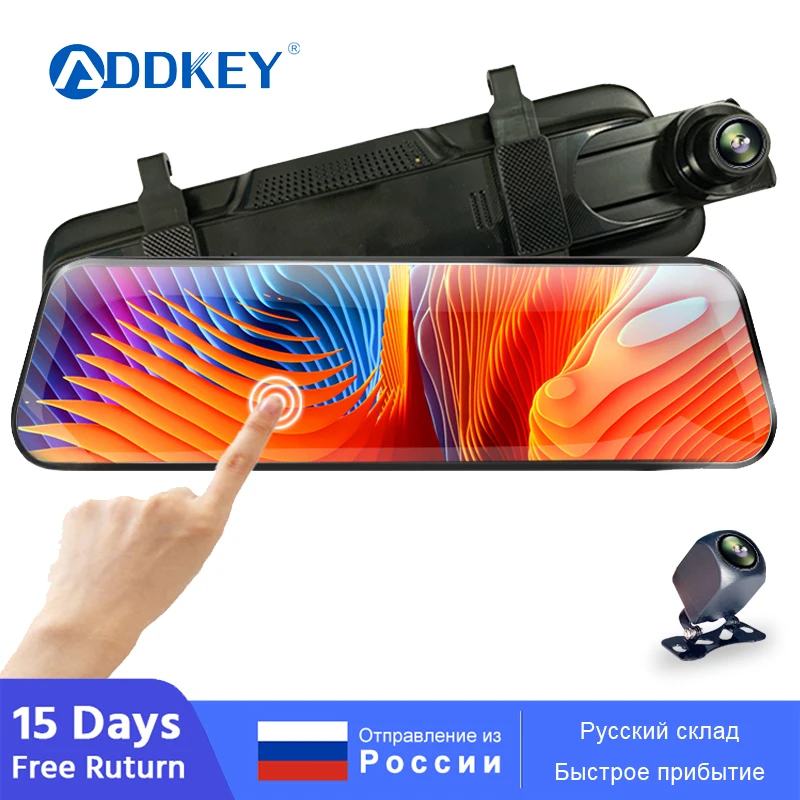 

ADDKEY 10" Car Dvr Mirror Dash Cam Dual Lens Dashcam IPS Screen Car Camera Drive Recorder Stream RearView Mirror Video Recorder