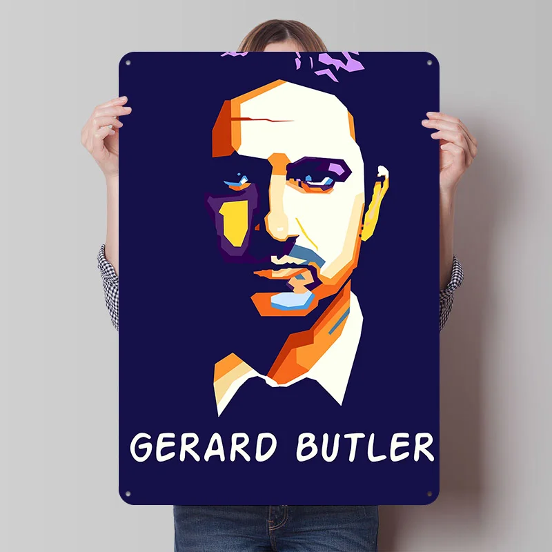 GERARD BUTLER Blechposter Individuelle Wandkunst Vintage Metallschilder Retro Blechplakette für Schlafzimmerdekoration Gemütliches Zuhause und Garten