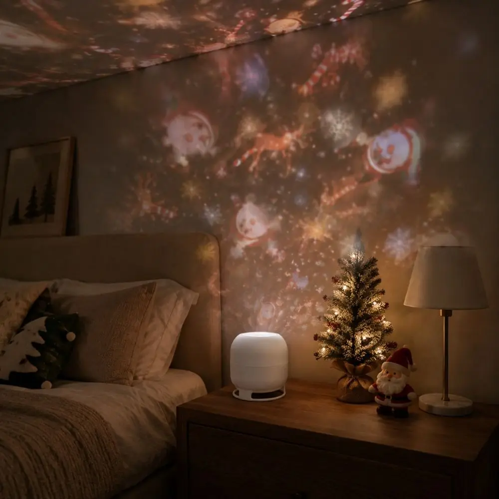USB Powered Projector Lamp Dynamic Rotating Starry Sky Night Light Ocean Themed Flexible Neck Dreamy Ocean Projector