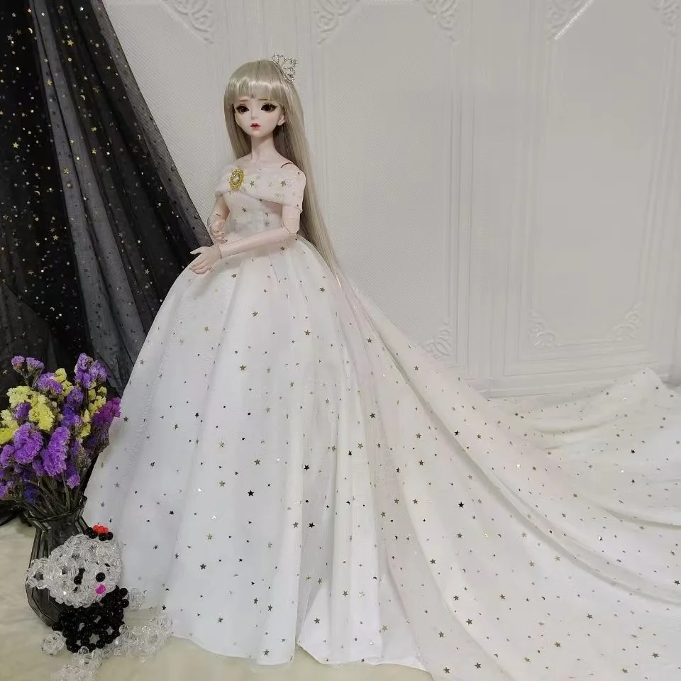 

60 см Φ 1/3 BJD Кукольное платье, белое свадебное платье, кукла, аксессуары для свадебного подарка