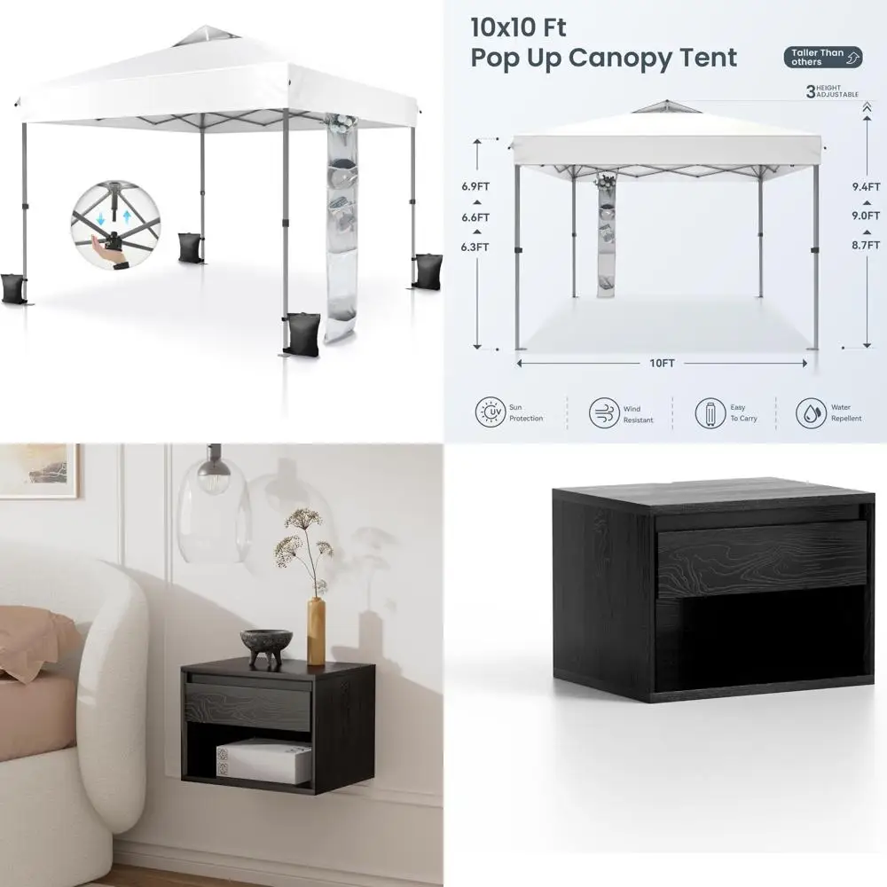 

Instant Pop Up Canopy Tent 10x10 - One Push Setup for Beach and Events with Vented Roof and Storage