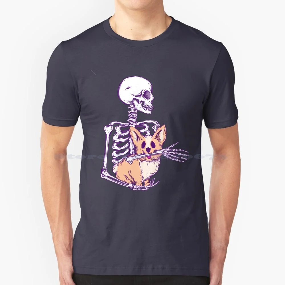 Corgi Got Your Arm ? T Shirt 100% Cotton Tee Cute Skeleton Pastel Skeleton Dog Corgi Lover Funny Corgi Cute Corgi Dog With A