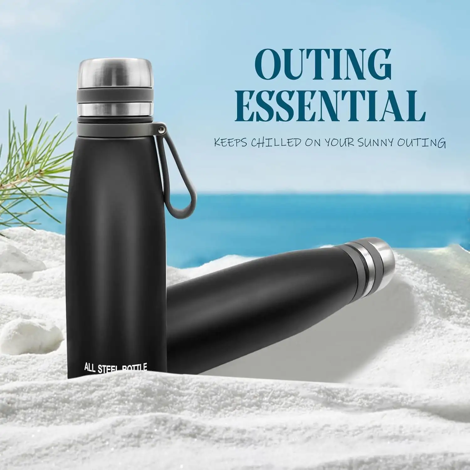 

0.85L Stainless Steel Canteen Kettle Outdoor Camping Hiking Water Bottle Portable Large Capacity Leakproof Drinking Bottl