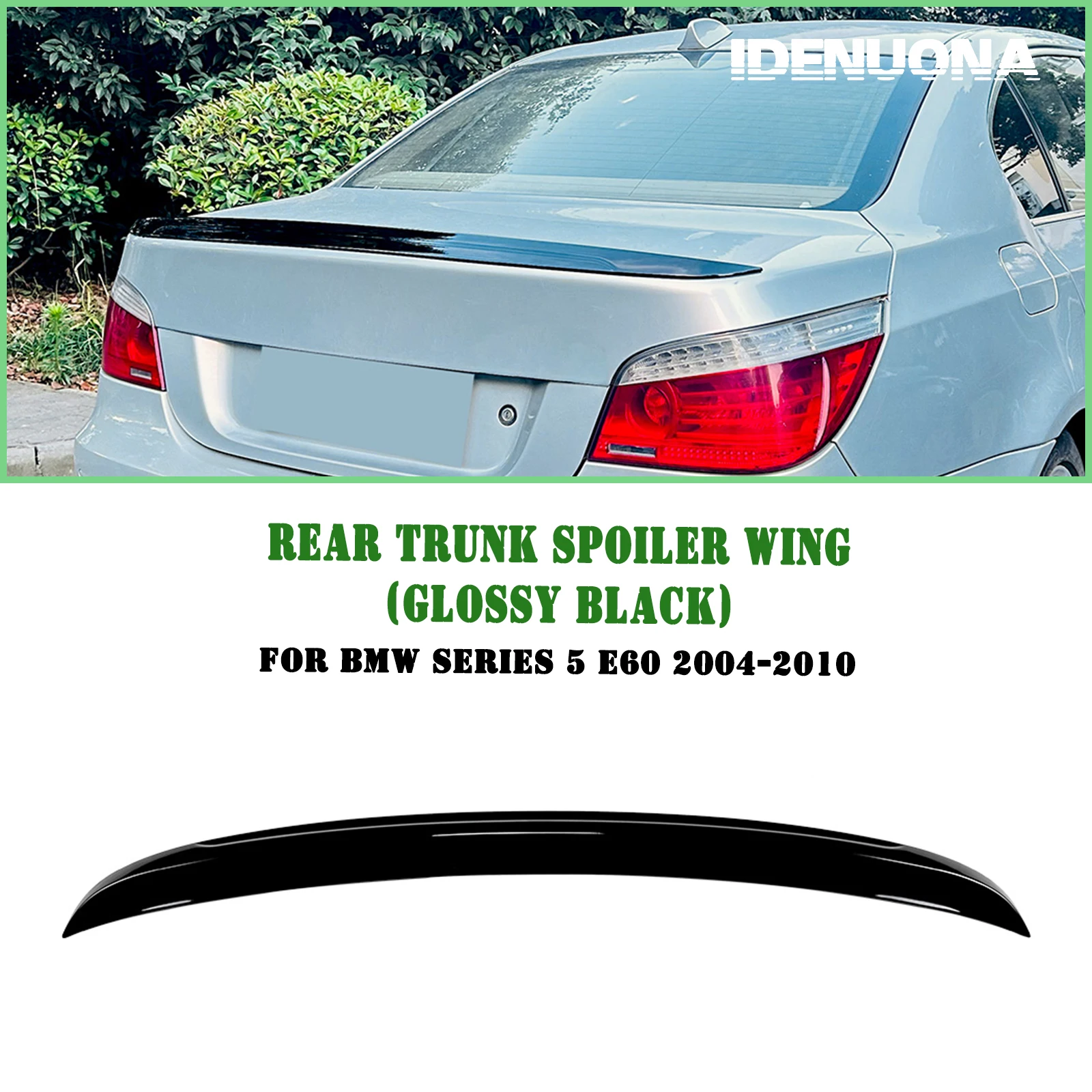 

For BMW 5 Series E60 2004-2010 Rear Trunk Lid Spoiler Wing Gloss Black/Carbon Fiber Look Tail Tailgate SPlitter Lip