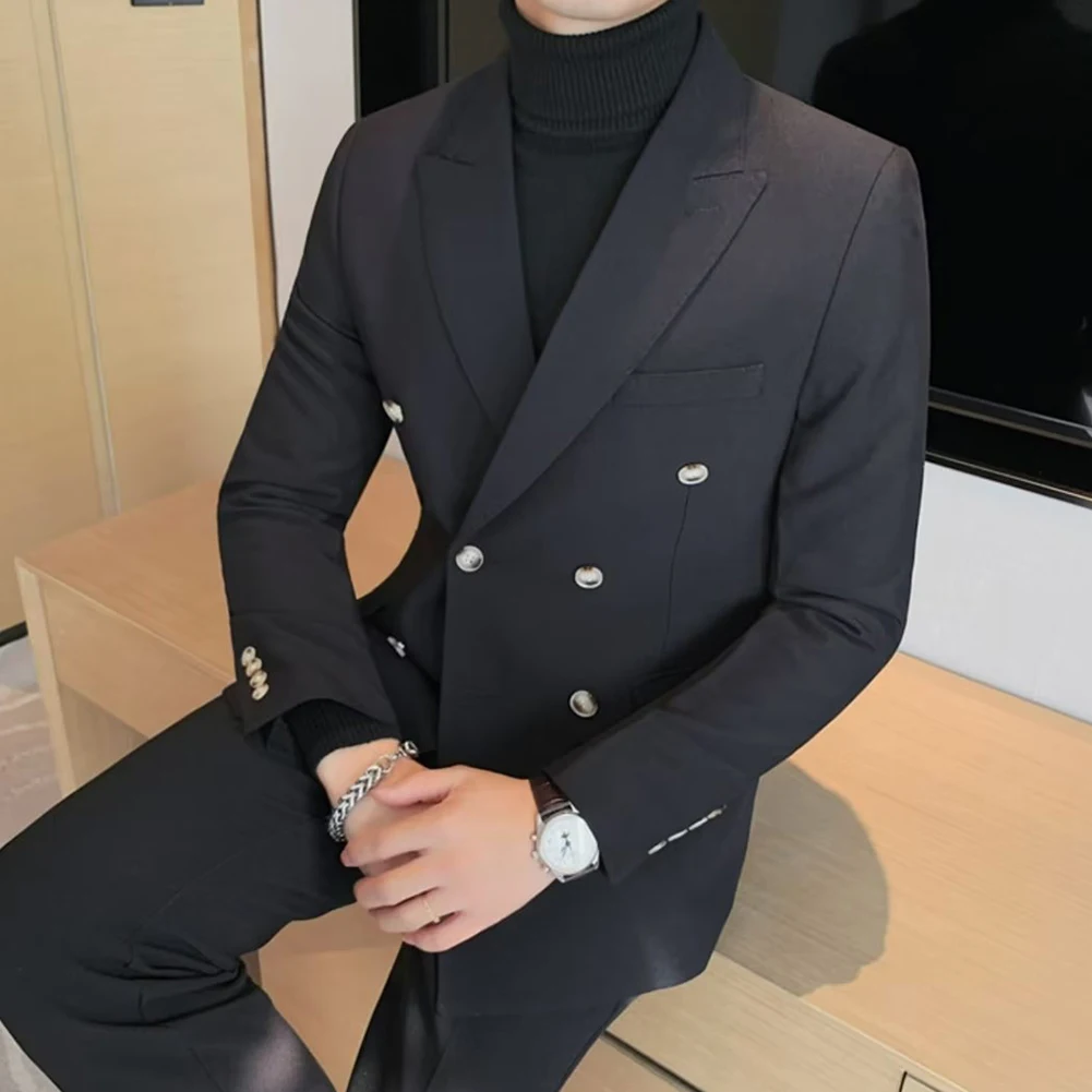الأعمال مزدوجة الصدر السترة الأعمال السترة ربيع الخريف السترة العلامة التجارية الجديدة السترة عارضة نمط السترة طويلة الأكمام السترة #2