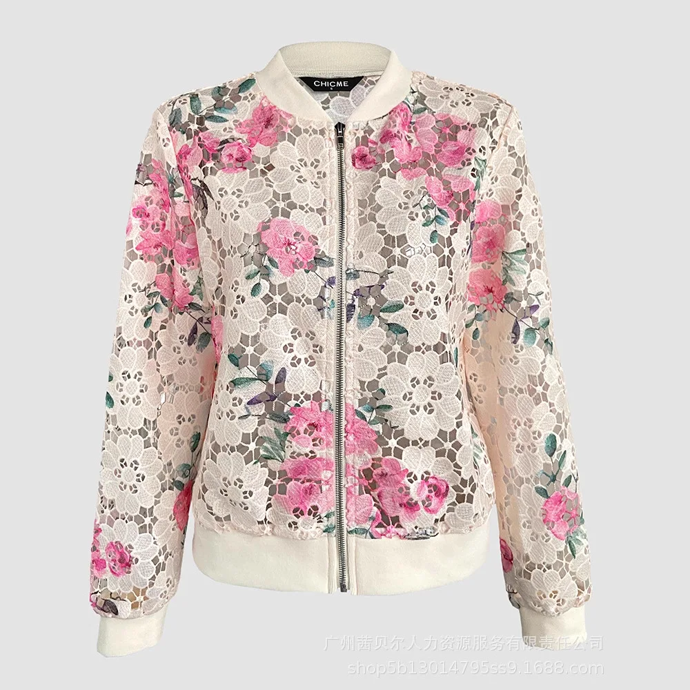 معطف النساء معاطف البيسبول سترة الأزهار الجوف خارج السترات Y2k الشارع الشهير العمل عادية فضفاض أنيق لصق 2025 الخريف الشتاء