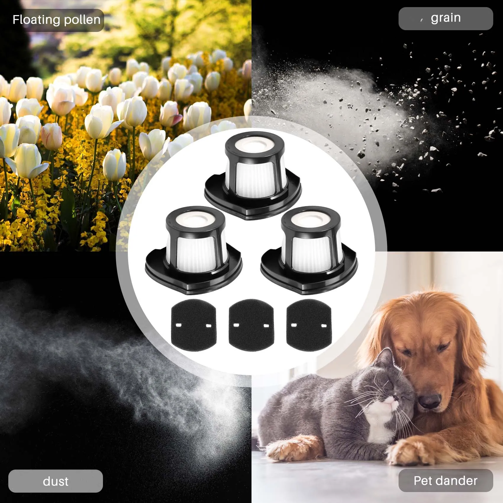 3-pack filters voor Bissell 2390 2390A 2389 huisdierhaargum draadloze huisdierhandstofzuigers deel 614212 1614203 1614204