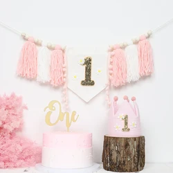 Boho Princess 1st Birthday Set - INS Style Daisy Photo Booth Decor with Crown & Wood Beads Banner for Baby Shower/Christening