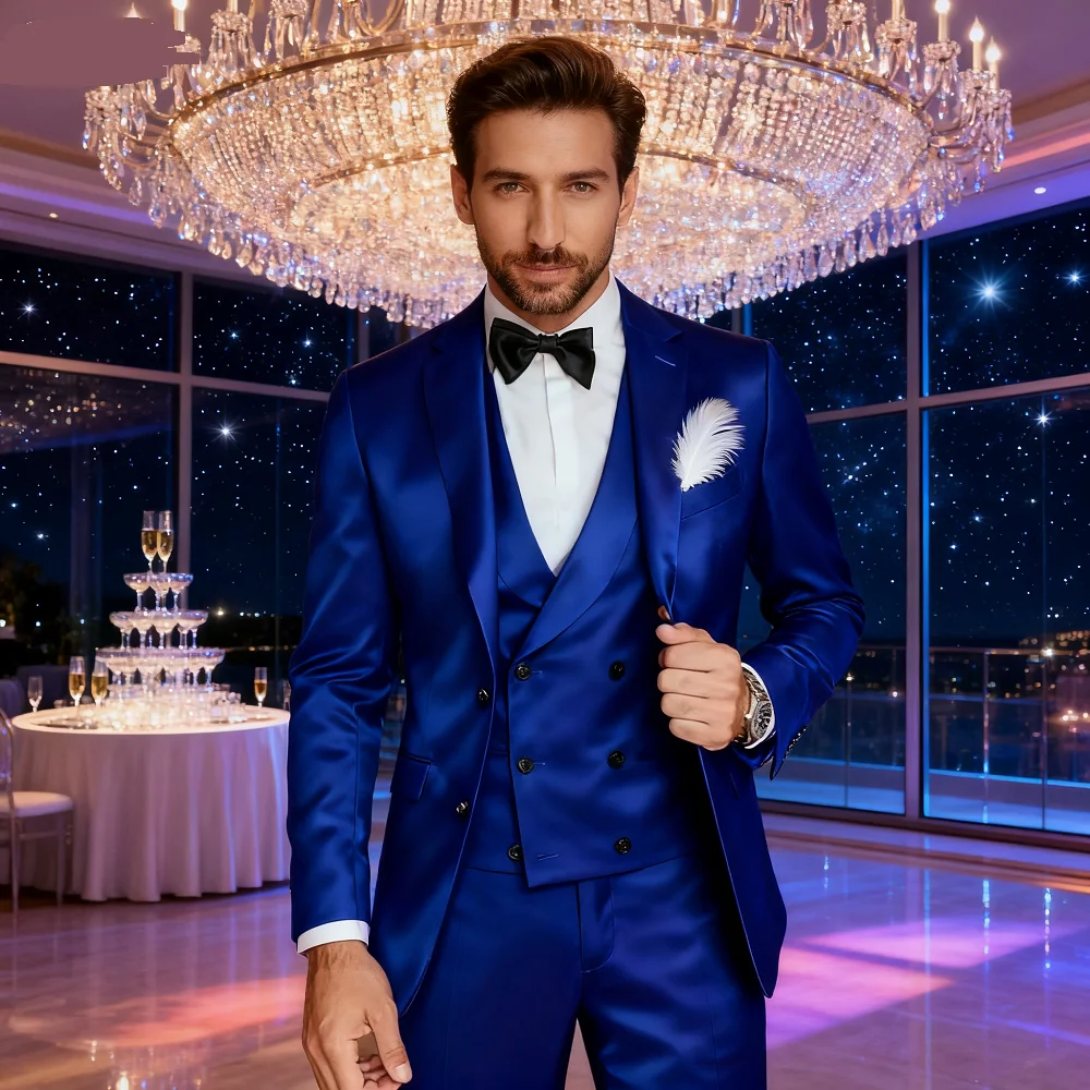 

Dark Green Slim Fit 3 Piece Men's Tuxedo Suits with Notched Lapel for Groom Wedding Business Man Clothing Jacket Pants Vest Set