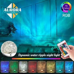 Dynamic Water Ripple Projector Night Light Crystal Lamp Decor Home Bedroom atmosfera estetica Holiday novità Gift Spinner Led