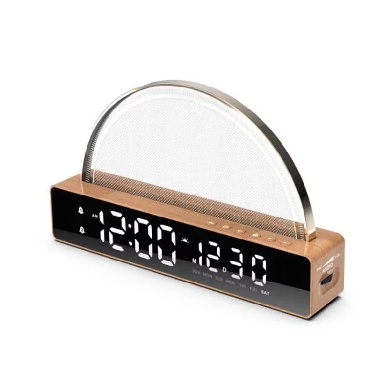 Light Emitting Diode Desk Clock Touch Control Moonlight 8 Color Light Sunset Simulation Dual Alarm White Smart Desk Clock