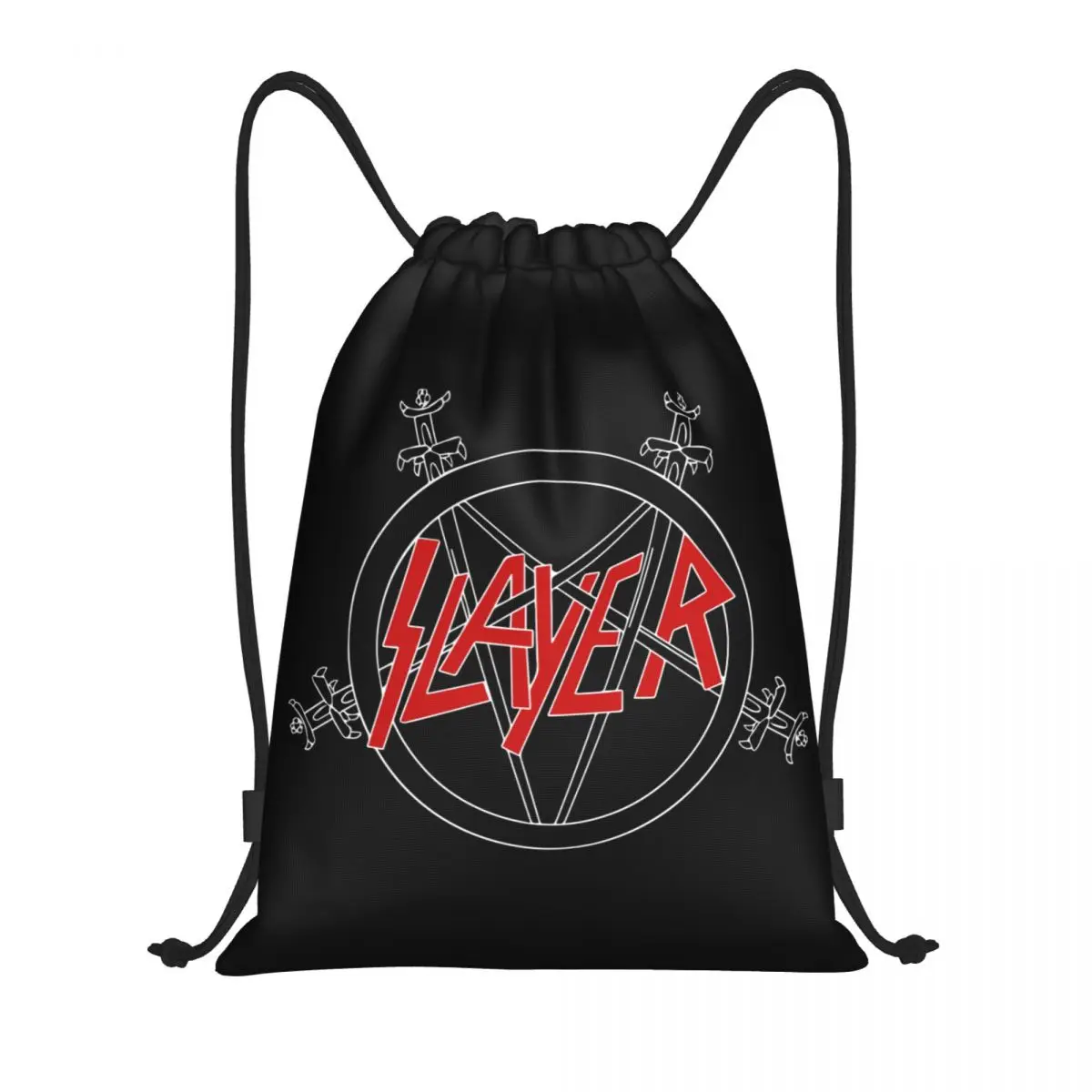 Custom Heavy Metal Rock Slayers Drawstring Backpack Bags Women Men Lightweight Thrash Gym Sports Sackpack Sacks for Training